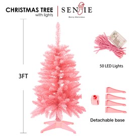 Mini Christmas Tree 3FT Artificial Desktop Xmas Tree for Holiday Decor 160 Branch Tips, Hot Pink