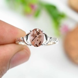 Morganit im Labor gezüchtet Edelstein Band Ring 925 Sterling Silber Ring Männer & Frauen Band Ring Alle Größen Ring Handgefertigt Schmuck TSR1224BC_22 (68 (21.6))