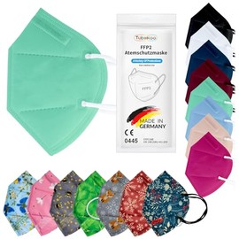 TubeRoo FFP2 Mask Light Green Mint Green Pastel Green Pack of 10 Masks from Germany, Made in Germany, Soft Round Ear Loop Bands, Respirator Mask, Mouth Guard, Protective Mask, Dust Mask, Allergy
