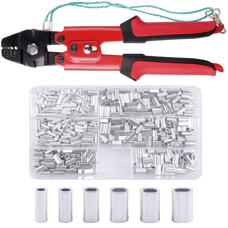 Fishing Crimping Tool Kit, Crimping Pliers with 500pcs Aluminum Crimp