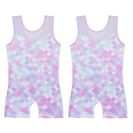 Gymnastics Leotards Set For Girls - with Shorts and Headband Gradient Color Sparkling Ballet Dancing Unitards Gymnastics Outfit for 5-12 Years