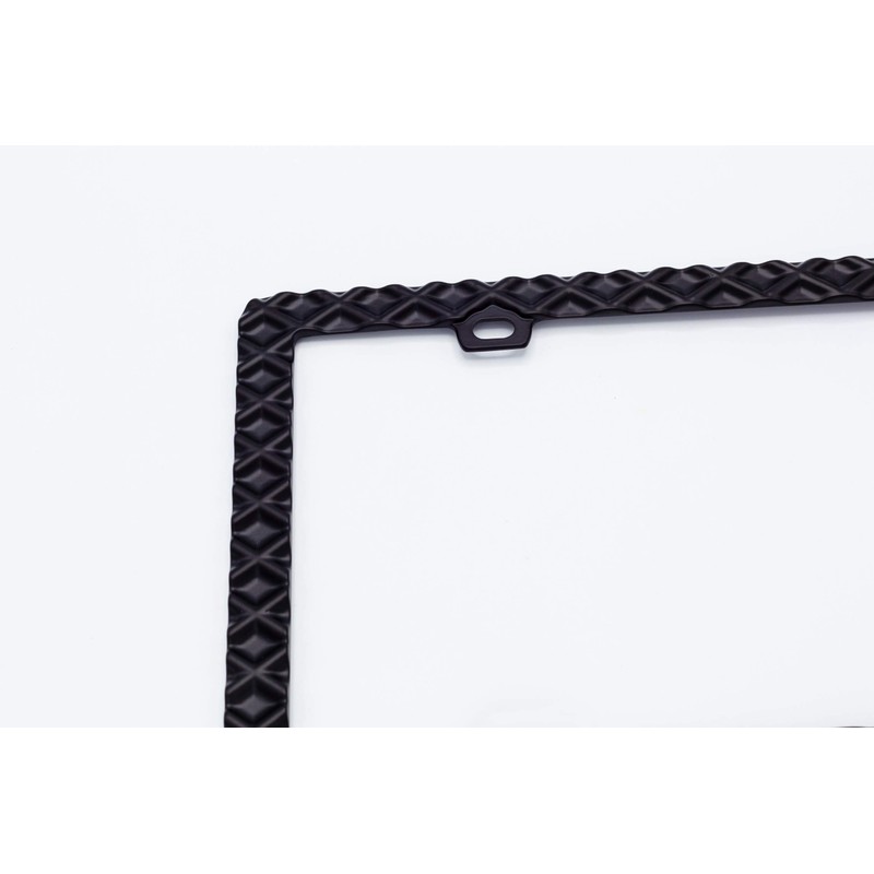 Creathome 3D Waffle Pattern Matt Black License Plate Frame from