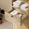 67" Tall Narrow Bathroom Storage Cabinet with Aeched Rattan Doors,