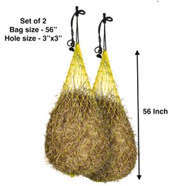 Majestic Ally Hay Net, Set of 2, Length - 54”, Holes 3"x3" for Horses (Yellow)