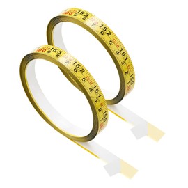 2 Packs Steel Self-Adhesive Measuring Tape, Right to Left Reading 410cm or 161-Inch Imperial and Metric Ruler Tape, 1/2-Inch Peel and Stick Tape Measure for Woodworking, Saw, Drafting Table, Yellow