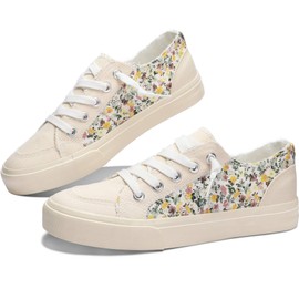 Obtaom Zapatos deportivos de lona de leopardo para mujer, color blanco lavado y lavado, Azul Marino, 8 US