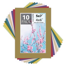 Mat Board Center, Pack of 10 5x7 Mixed Colors White Core Picture Mats for 4x6 Pictures