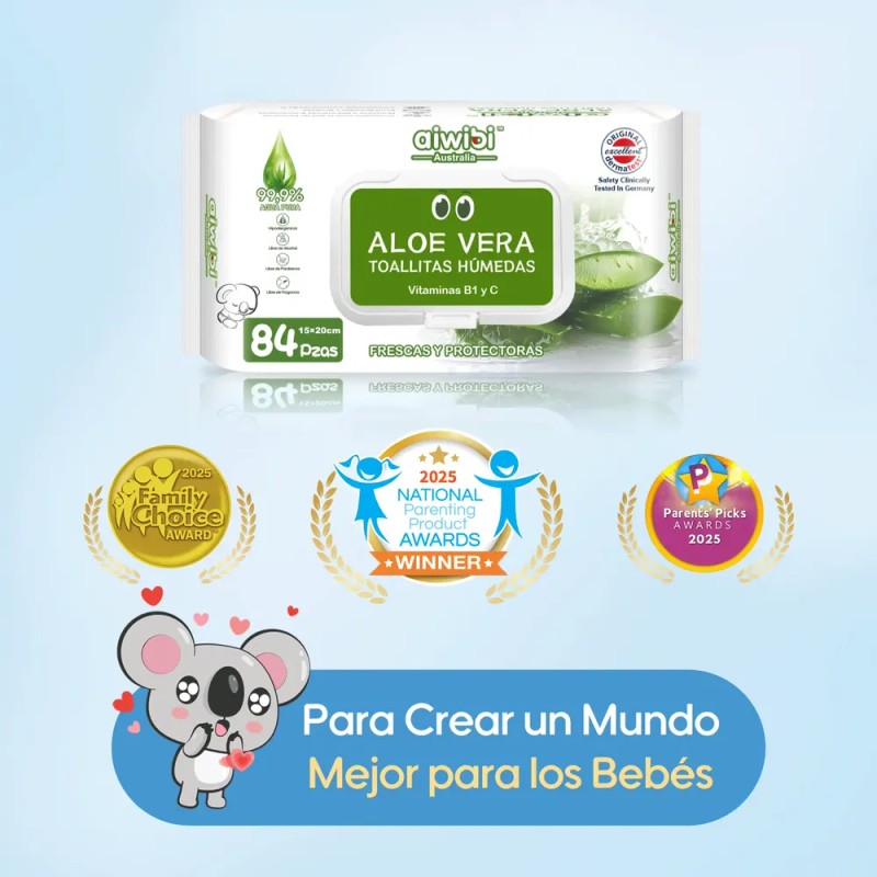 Toallitas Húmedas Aiwibi Bebé Aloevera Extract 3 Pack 252 Pz