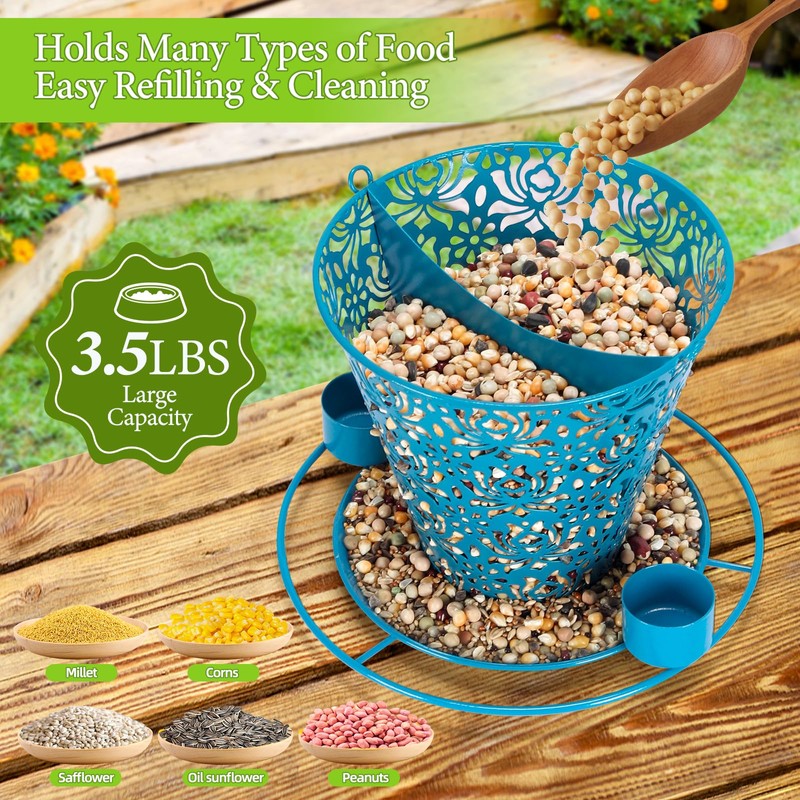 Solar Bird Feeders for Outside Hanging Metal Wild Bird Feeder