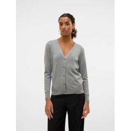 VERO MODA Women's Vmsilje LS V-Neck Cardigan Ga Noos Cardigan, Medium Grey Melange