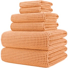 Polyte Set de 6 Toallas de Baño Microfibra Waffle Secado Rápido 430 gsm