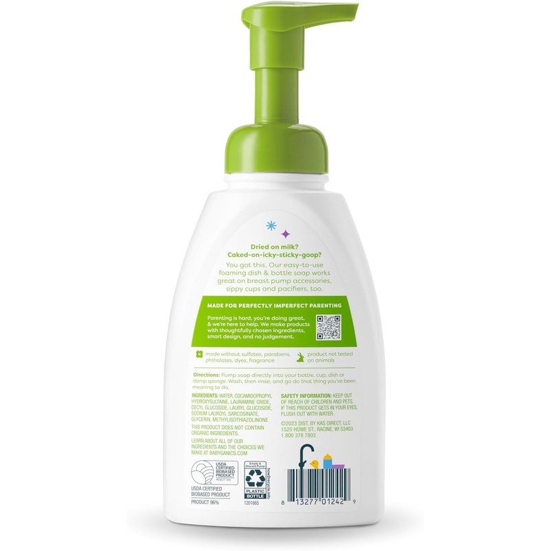Babyganics Foaming Dish Soap, Pump Bottle, Fragrance Free, 16oz, 3