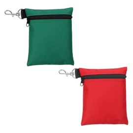 PATIKIL Golf Tee Pouch 6.7x5.5 Inch, 2 Pack Zipper Golf Ball Bag with Metal Lobster Claw Clip for Men Women Valuables Holder, Red,Green