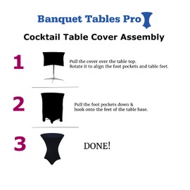 Banquet Tables Pro 30 Round x 42" Height Fitted Spandex Highboy Table Cover (4 Pack, Navy Blue)