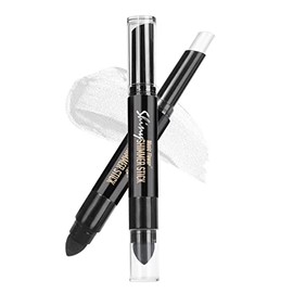 Music Flower Highlighter Stick, Double Ended Highlighter Makeup Stick with Sponge Brush, Shimmer Waterproof Long Lasting Smooth Brighten Face Makeup Pencil, 1