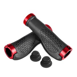 Bicycle Grips, Non-Slip Rubber Cross Bike, Ergonomic Handle Grip, Soft, 0.9 inch (22 mm), Durable, Easy Installation, Set of 2 (Red)