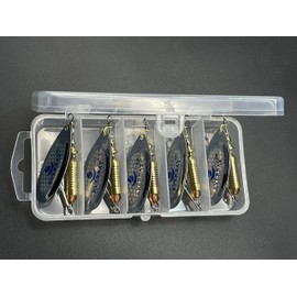 EVERBAY Fishing Spinners, Hard Fishing Lures, Long Cast Tackle, Sea Fishing, Metal Spinnerbait Freshwater and Saltwater for Spinning for Trout, Salmon, Perch, Pike, Bass, Pollock, size 5, set/5pcs