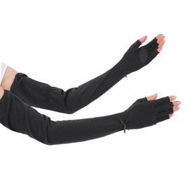 [HANDS UP MARKET] Arm Cover, UV Protection, Soy Fiber, Cooling Sensation, Arm Cover, Ultra Long, Sun Protection, UV Protection, Women's, Finger Cut Mesh, Breathable, Sunscreen, UV Care, For Driving,