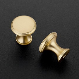Ravinte 30 Pack Brushed Brass Kitchen Cabinet Knobs, Solid Brass Pulls Zinc Handles Simple Drawer Cabinet Hardware for Cupboard Drawer Knobs