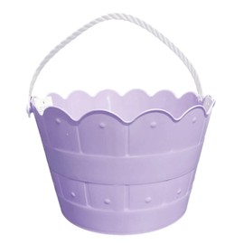 Easter Baskets, Buckets, Accessories - Easter Re-Useable Plastic Treat Bucket 12.8cm Gift Basket Ideal for Egg Hunt (Purple)