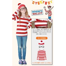 DECEED Halloween Cosplay Dress Worry Costume Children's Long Sleeve Striped 3-Piece Set (Large)