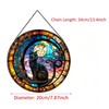 Payutou Black Cat Stained Glass Panels,Stained Glass for Windows for