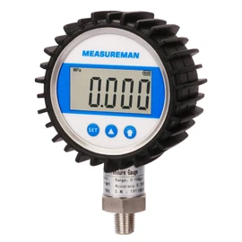 MEASUREMAN 3-1/8" Dial Size, Digital Pressure Gauge, 0-10000psi/bar/Mpa, 1/4" NPT Lower Mount, 0.25% Accuracy