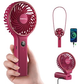 SWEETFULL Handheld Portable Fan, 5000mAh Rechargeable Battery, 6 Speed Wind, LED Digital Display, Foldable Electric Personal Mini Travel Fan with Backup Power, Summer Essentials Gifts for Women Girl