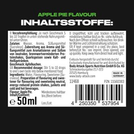 Body Attack Flav-Drops, Aroma for Food, Sugar Free, Calorie Free, Vegan Apple Pie 50 ml