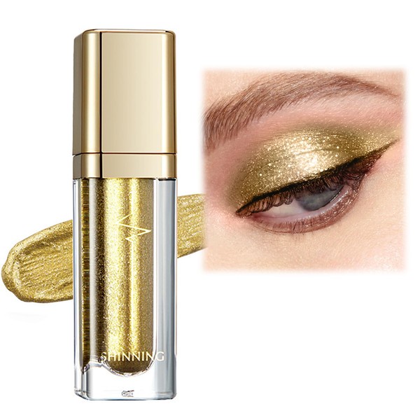 Metallic Liquid Glitter Eyeshadow & Waterproof Eyeliner Pen - Long-Lasting,