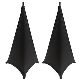 Speaker Stand Cover Tripod Stand Skirt Skrim Floor Speaker Tripod Support Stand Cover Skirt 3 Side DJ Speaker Cover with Travel Bag for Weddings Banquets Events Black (2Pack)