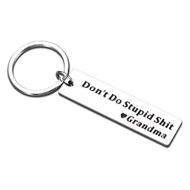 Delujouberst Don'T Do Stupid Shit Keychain Teen Boy Girl Stocking Stuffers 2025 Early Christmas Gift Ideas for Grandson Granddaughter Don'T Do Stupid Sht Keychain Best White Elephant Gift