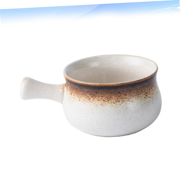 FUNOMOCYA Fashionable Ceramic Bowl Handle Salad Bowl for Kitchen Restaurant