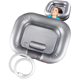 S.fields.inc Shampoo Stand, Hair Washer, Nursing Care Shower, Home, Sleeping Pillow, Includes Drain Hose, Air Type, PVC (Silver)