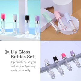 Paquete de 10 tubos de brillo labial vacíos recargables con varita, 6,4 ml de bálsamo labial con inserto de goma, botellas de brillo labial, botellas de esmalte labial, tubos cosméticos para maquillaje, muestras de lápiz labial YITOU