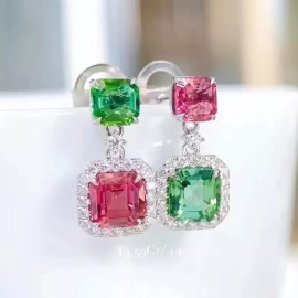 Estuchelandia Aretes Zirconia Brillantes Piedras Cristal Asimétricos