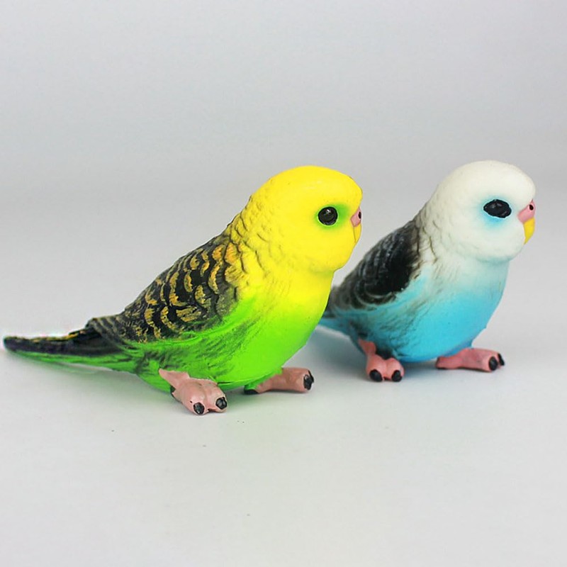 LOGOFUN 2pcs Simulation Birds Figrines Plastic Parakeets Statue Model Wildlife
