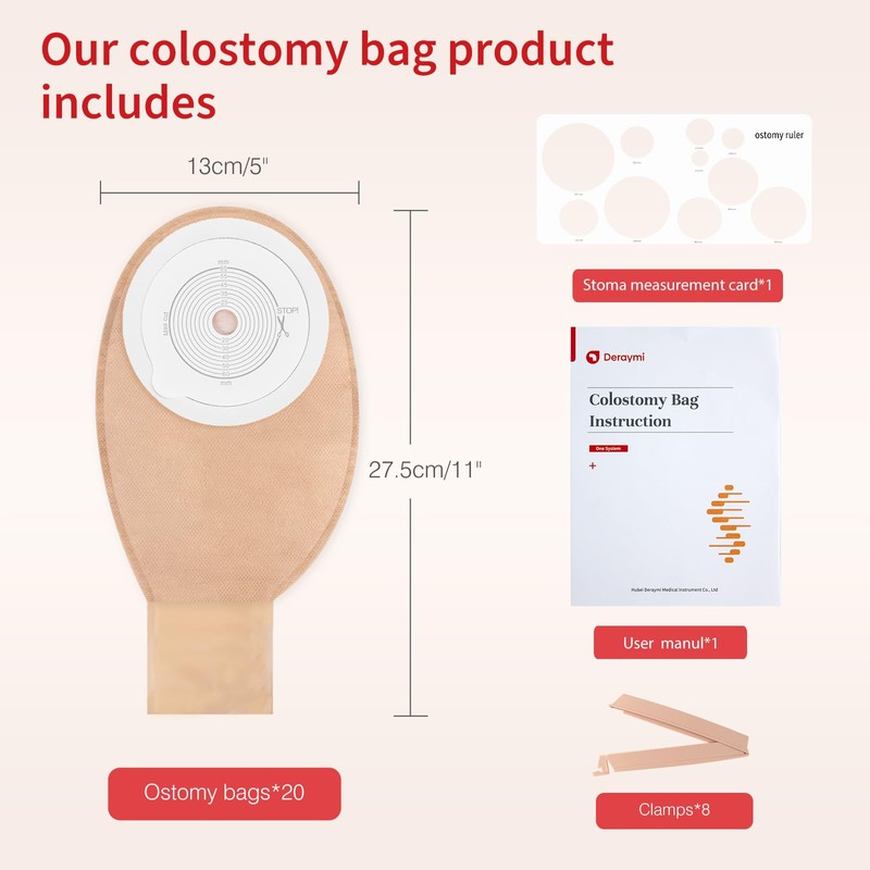 DERAYMI 20 PCS Colostomy Bags Ostomy Supplies, Ostomy One Piece