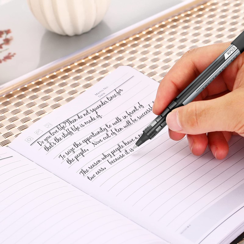 Rollerball Pen Fine Point Pens: 16Pack 0.5mm Black Gel Liquid