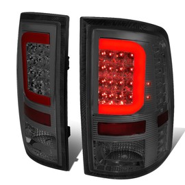 Auto Dynasty Rear Tail Lights Compatible with 2009-2017 Dodge Ram 1500 2500 3500, Driver and Passenger Side 3D LED Brake Lamps with C-Style Light Bar, Chrome Housing Smoked Lens