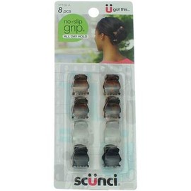 Scunci No-slip Grip Mini Oval Top Jaw Clips, 8 Count