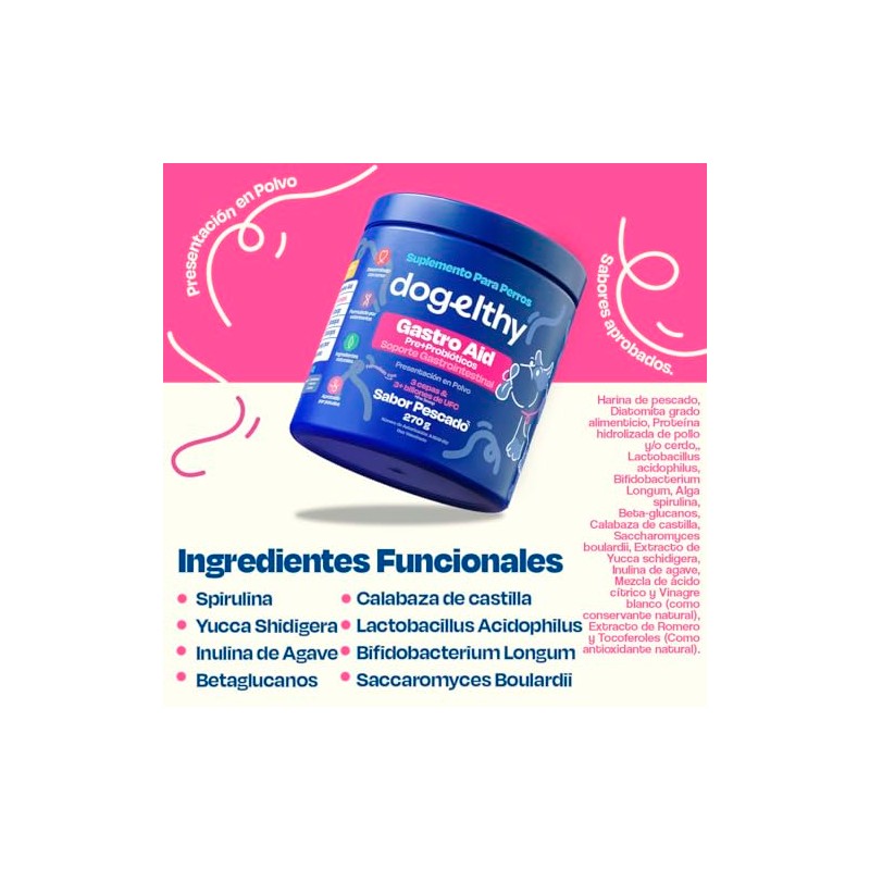Dogelthy Gastro Aid Suplemento con Pre y Probioticos para Perros