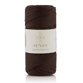 Sensy - Cuerda de macramé, hilo de ganchillo, 100% polipropileno, 1,5 mm, 164 yardas, café