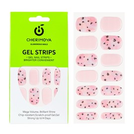 Cherimoya Pegatinas de Uñas, 14Pzs Tiras de Uñas de gel Semicuradas de Color con Luz UV/LED, Uñas Pegatinas de Gel para Arte DIY con Lima de Uñas, Almohadilla de Preparación y Palo de Madera - Floral rosa