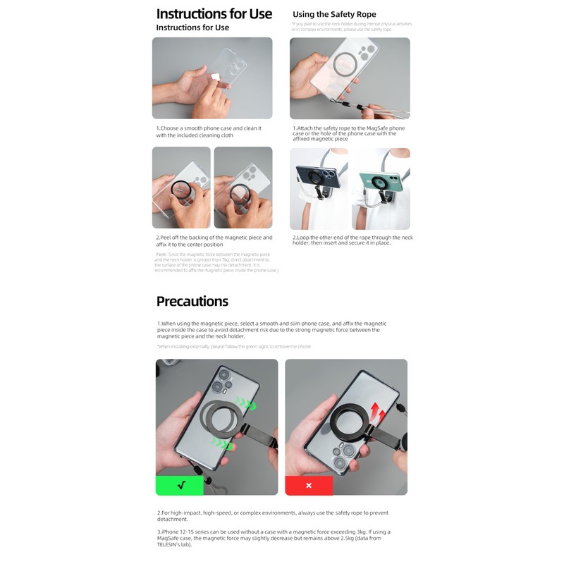 Honbobo MagSafe Magnetic Neck Mount Quick Release Neck Mount for