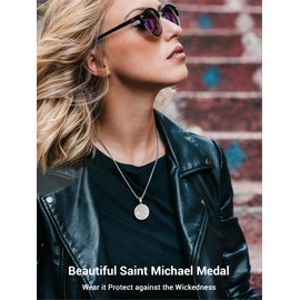 Stainless Steel Saint Michael Necklace Catholic Religious Jewelry Women Men St Michael Archangel Pendant