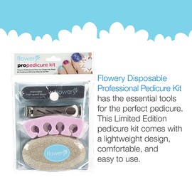 Flowery Pro Pedicura Kit completo de herramientas de pedicura para recortar, dar forma, suavizar y brillar las uñas de las manos y los pies