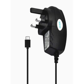 Vodafone Smart V10 Charger UK 3 Pin Mains Wall Plug Micro USB Charger for Vodafone Smart V10 (Micro Mains Charger) (Black)
