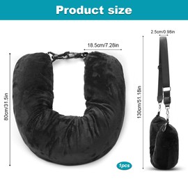 Stuffable Neck Pillow for Travel, Travel Neck Pillows With Adjustable Straps, Travels Pillow Stuffable with Clothes Flight Soft Portable Necks Pillows for Extra Luggage Travels Essentials(Black)
