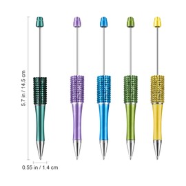 NUOBESTY 12 Pcs Rhinestone Bead Pen Beadable Pen Refills Diamond Beadable Pens Beaded Pens Bead Pens Focal Beads for Pens Beadable Pens Kit Pens for Beads Bling Pens Pen Making Kit To Drill